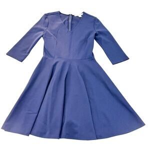 Diane Von Furstenberg Navy Blue Flare Skirt Long Sleeve Dress Size 2